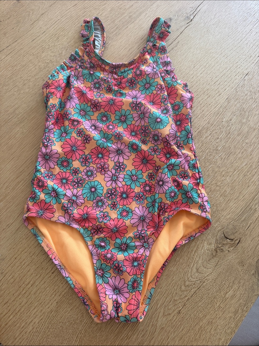 Cat & Jack Floral One-Piece Swim Suit - Pink, Orange, Teal